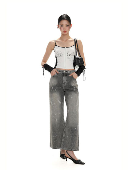 Spray horsebit high waisted nine-minute pants