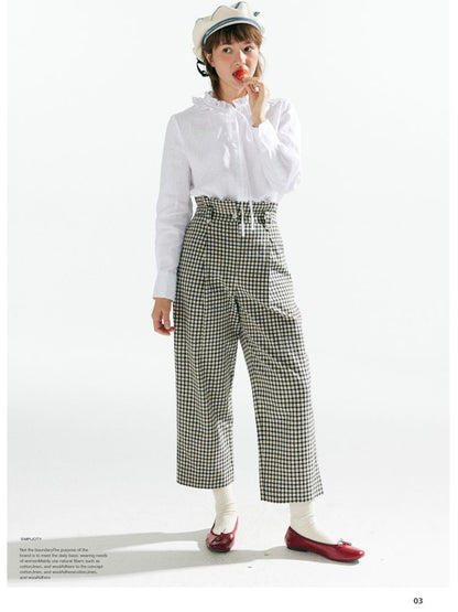 Plaid High Waist Tapered Pants