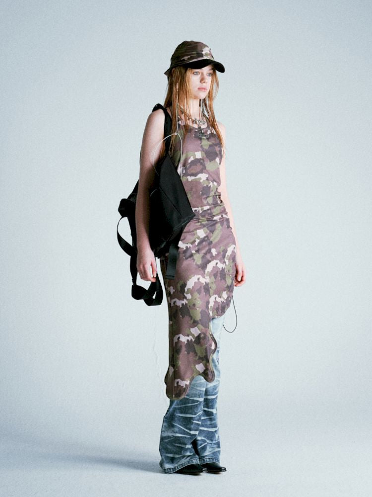 Camouflage Bear Hanging Neck Dress