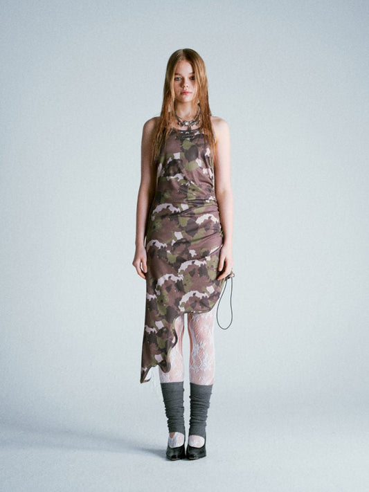 Camouflage Bear Hanging Neck Dress