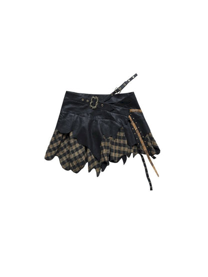 Punk Dark Rock Street Irregular Splicing Halter Skirt