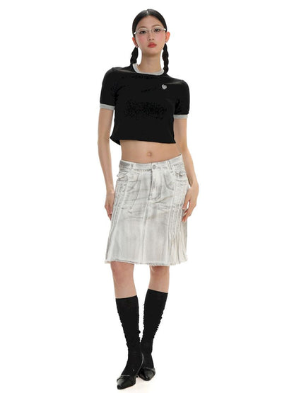 Crafted Pleated Skirt Straight Denim Workwear Pants