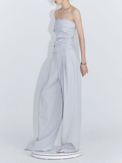 Pinch Pleat Wide Leg Suit