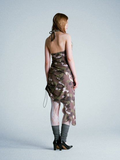 Camouflage Bear Hanging Neck Dress