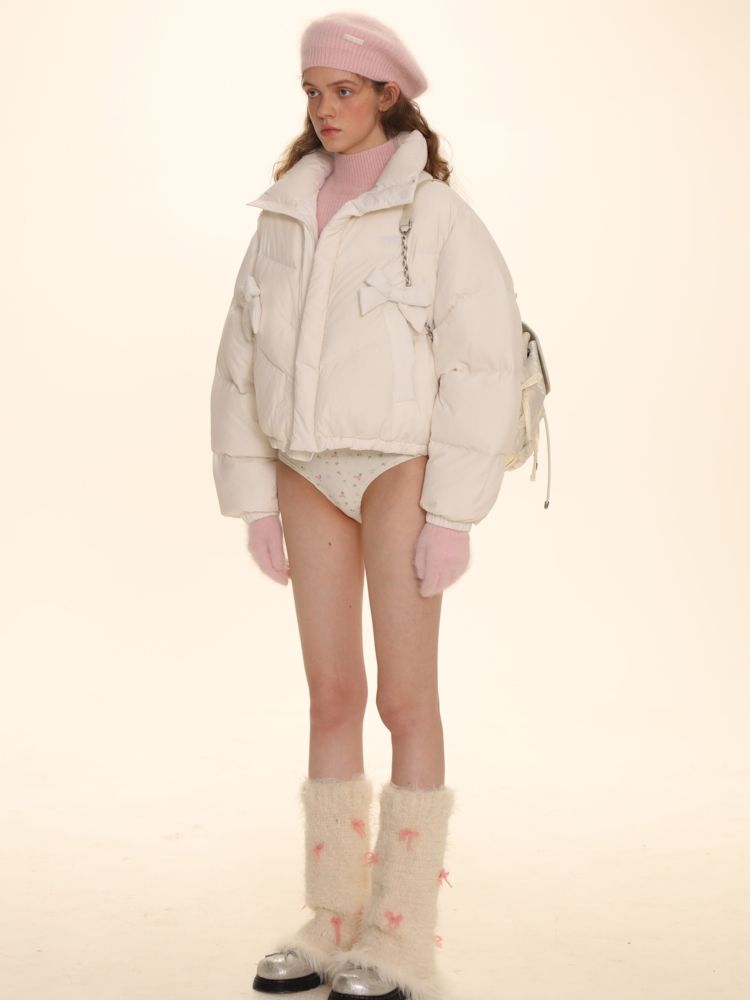 Absorbent bow short down jacket