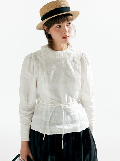 Lamb Leg Sleeve 100% Linen Shirt