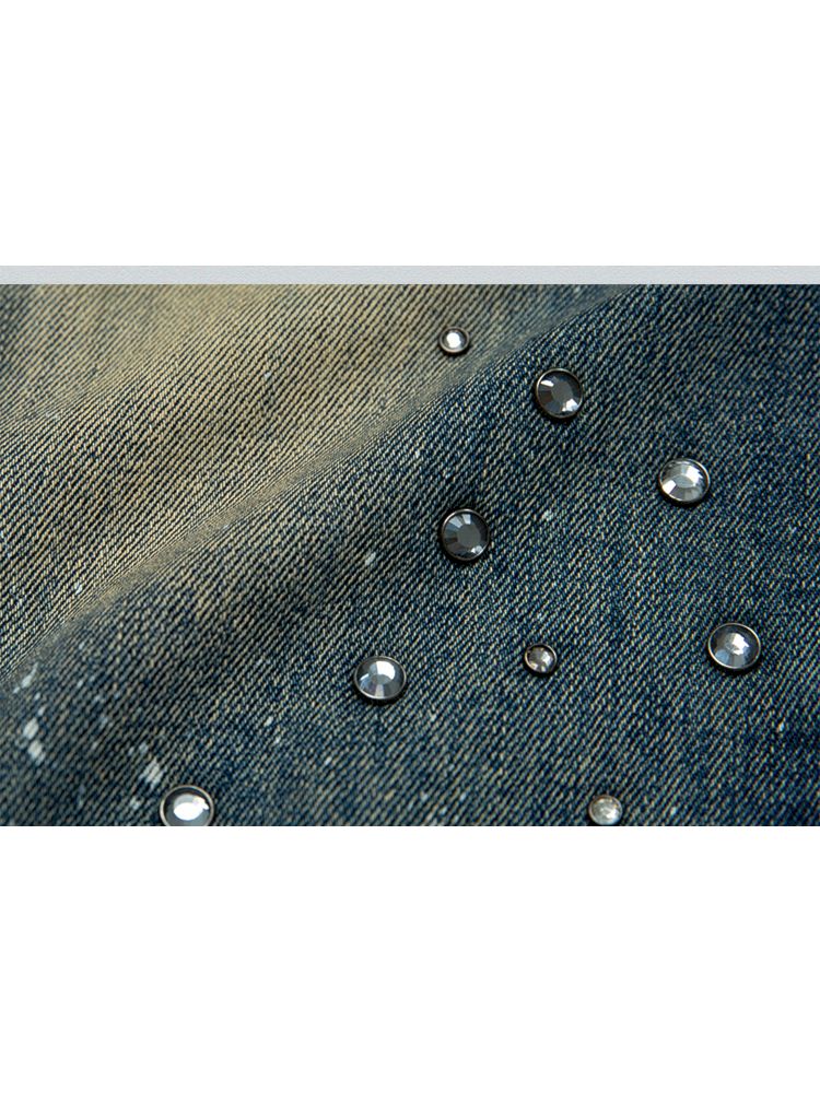 Punk street washed and worn wide-leg jeans