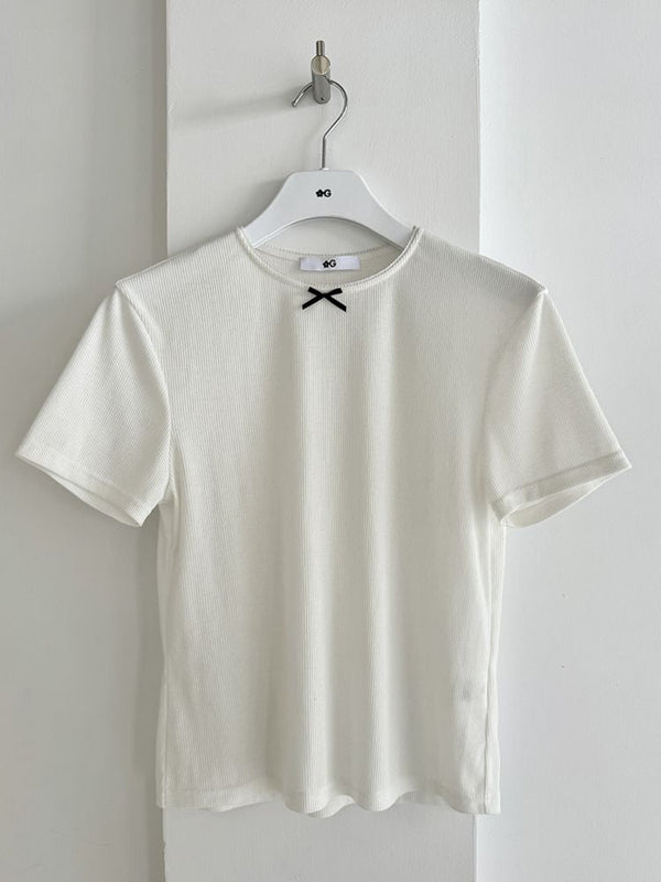 Bow Tie Flower Embellished Short Sleeve Shorts Set