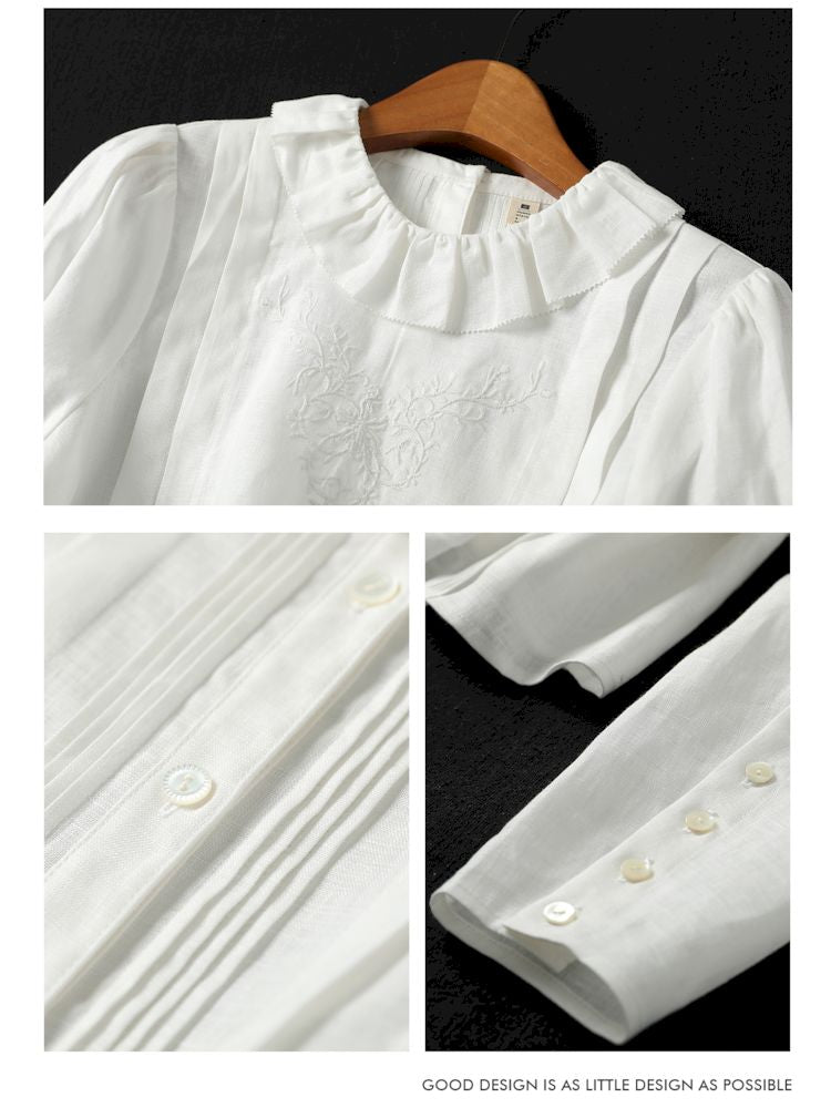 Lamb Leg Sleeve 100% Linen Shirt