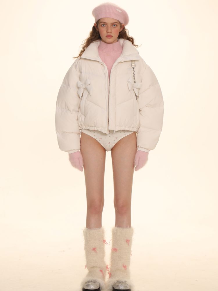 Absorbent bow short down jacket