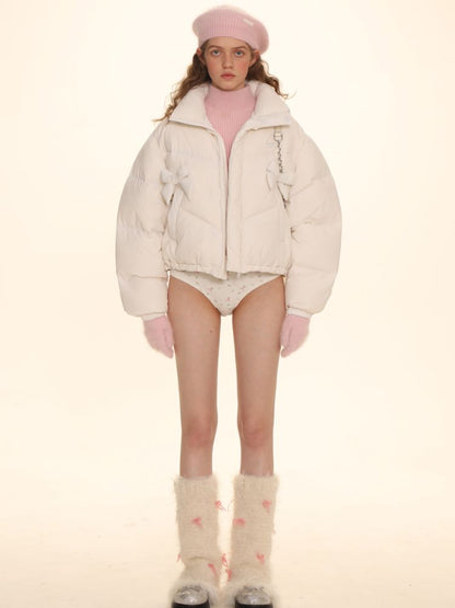 Absorbent bow short down jacket