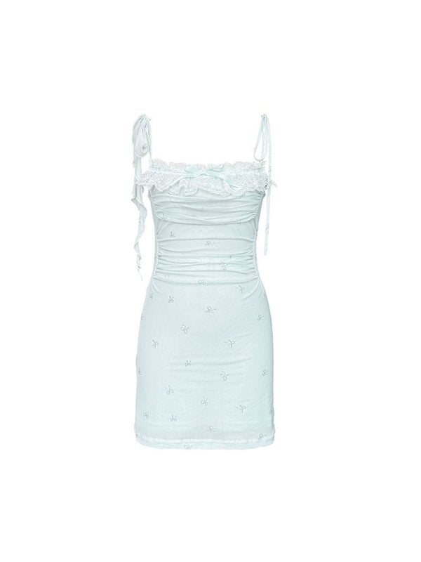 Lace Mesh Tight Skirt Halter Dress