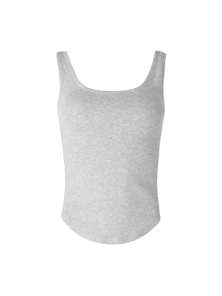 Large U Neck Rounded Hem Tank Top