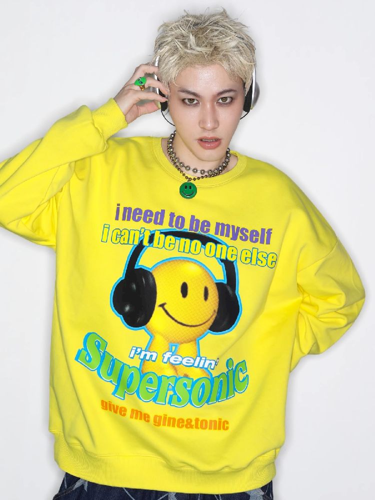 American Casual Street Smiley Loose Pullover