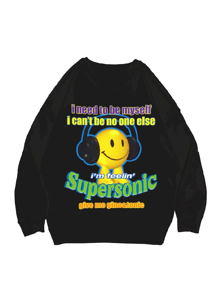 American Casual Street Smiley Loose Pullover