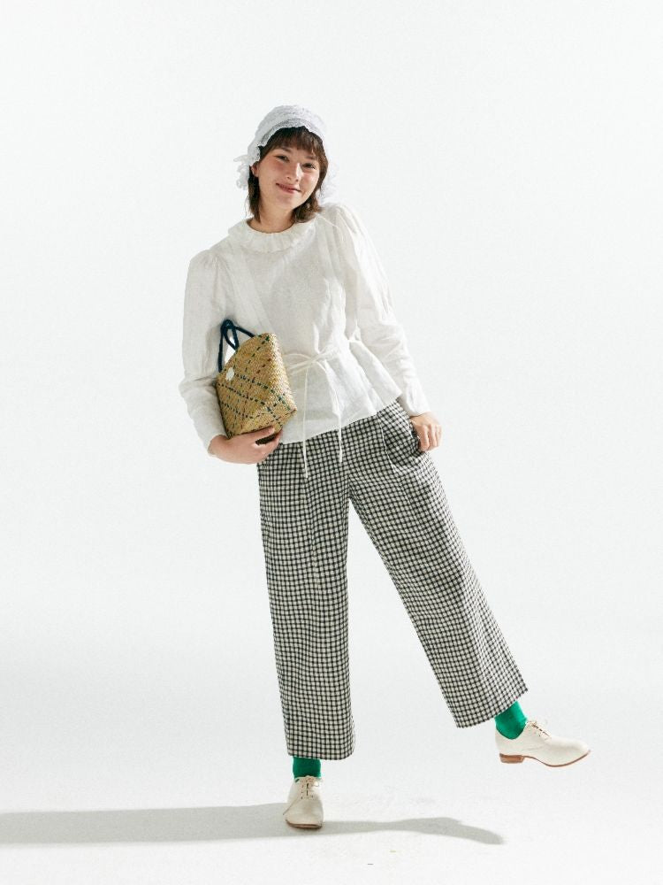 Plaid High Waist Tapered Pants