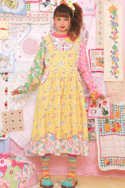 Yellow Cat Print Sleeveless Vintage Skirt Dress