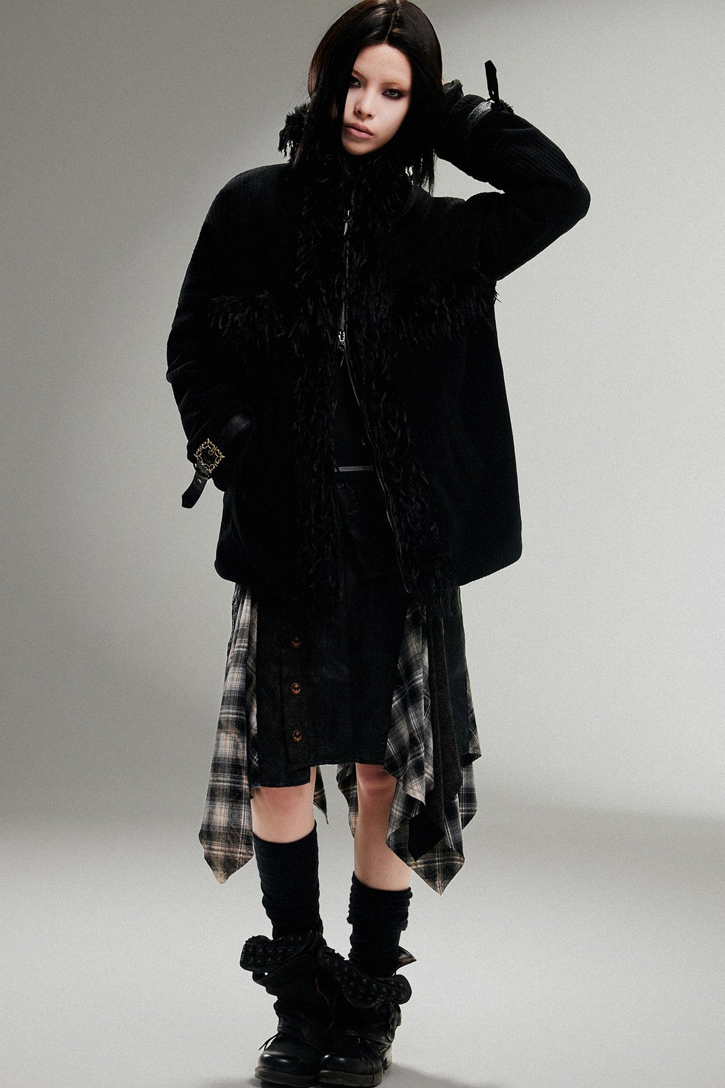 Loose Fit Plush Lapel Midi Coat