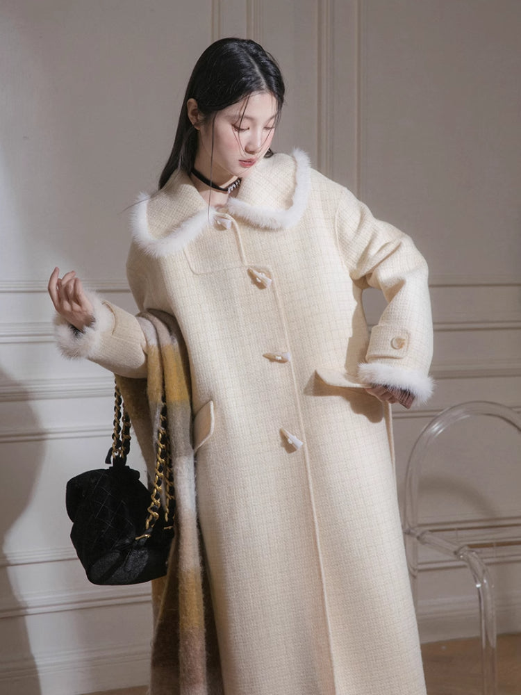 Mink long wool coat