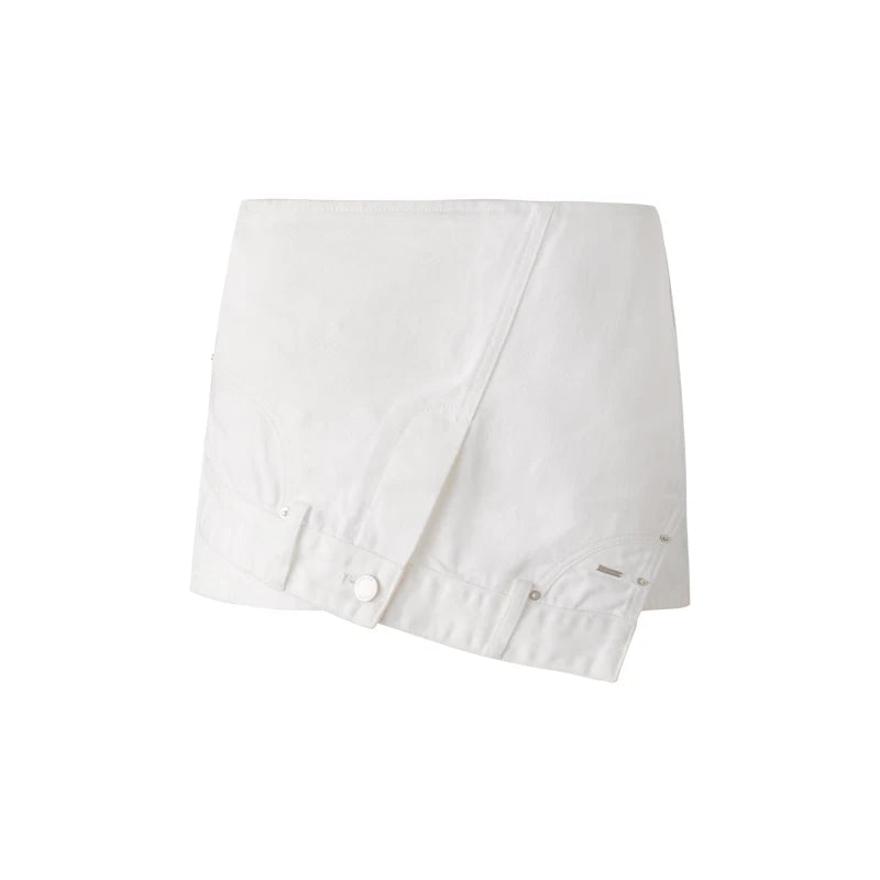 Asymmetrical A-Line Denim Shorts