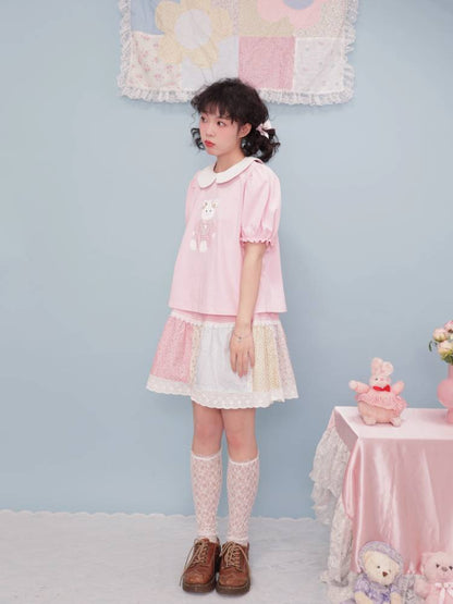 Pink short sleeve babydoll shirt