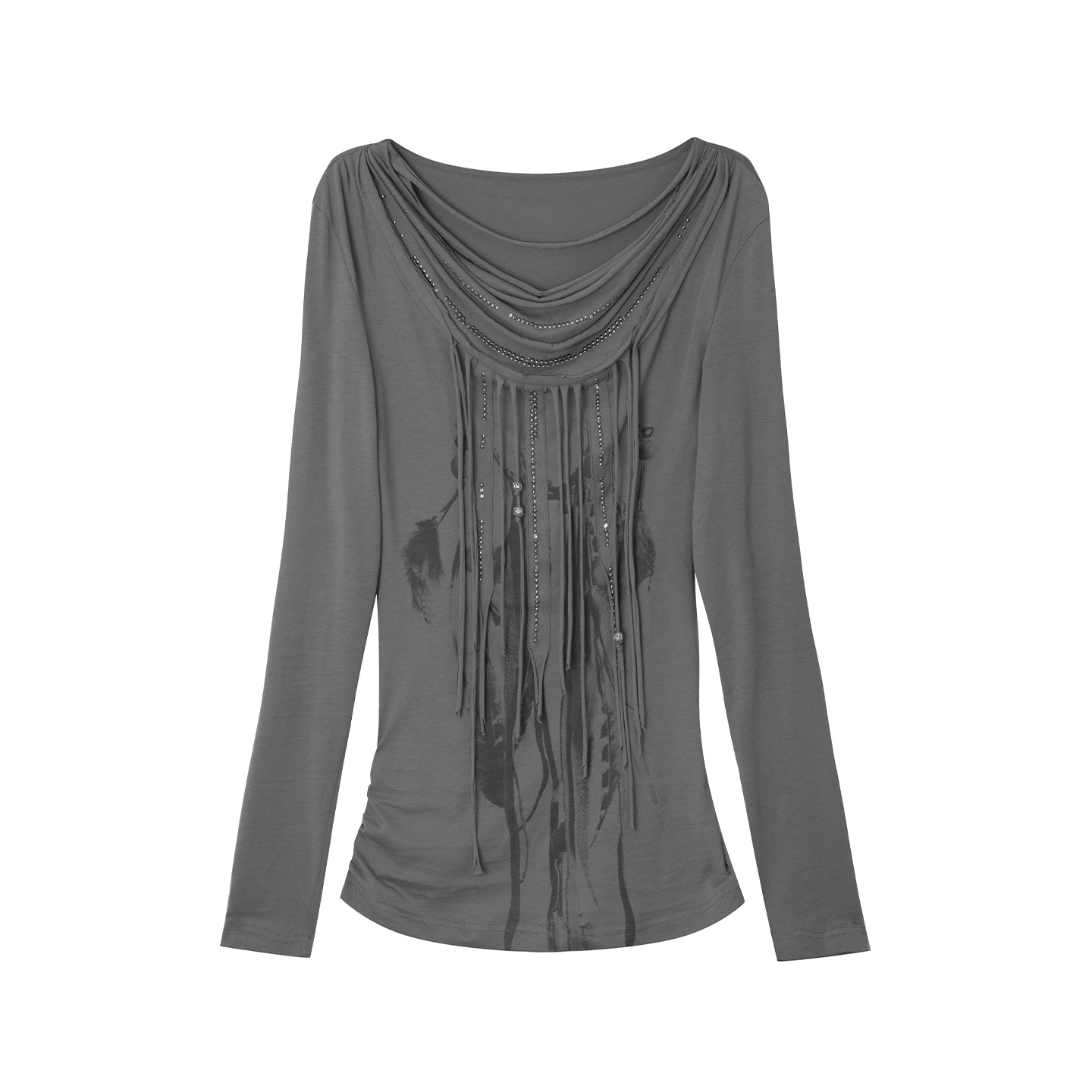 Swing Feather Print Bottom T-Shirt