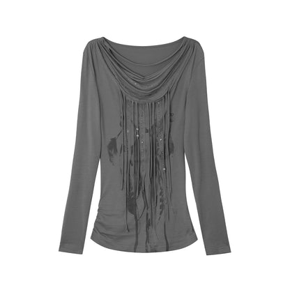 Swing Feather Print Bottom T-Shirt