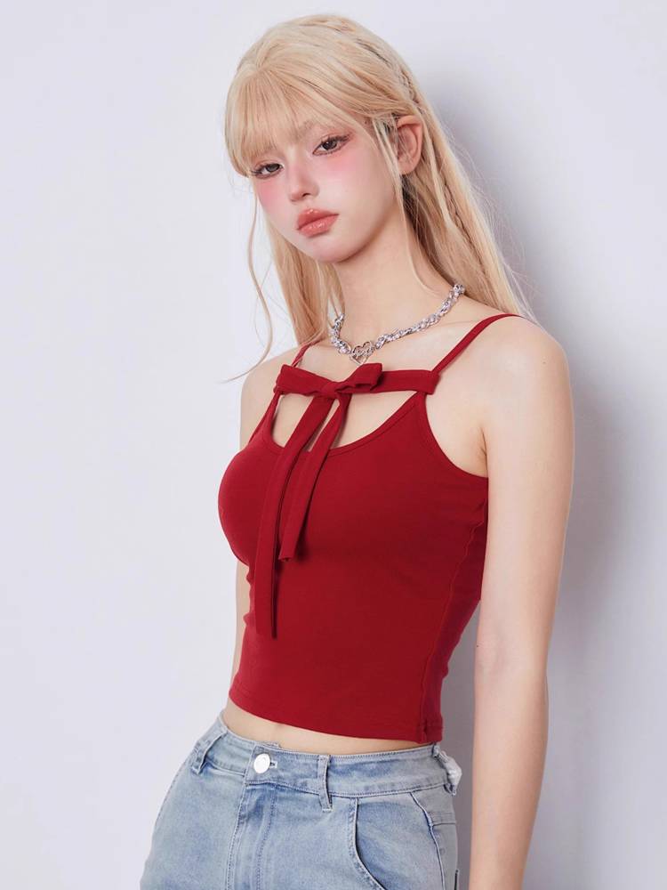 Red ribbon camisole top