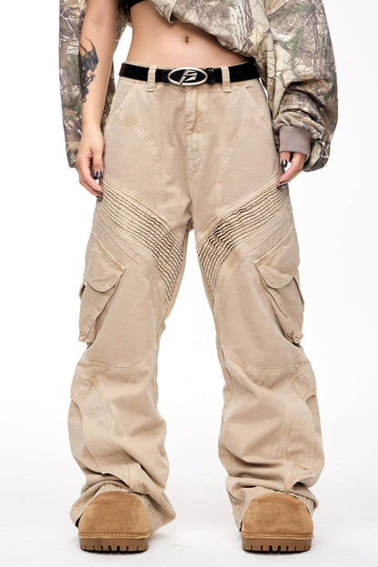 Bootcut Pleated Cargo Pants