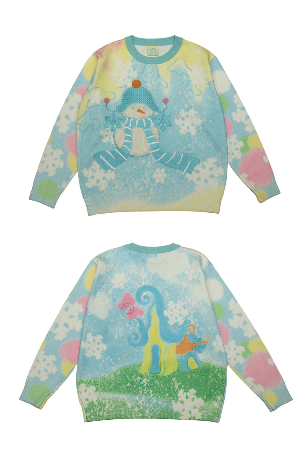 Snowman Pattern Knit Sweater