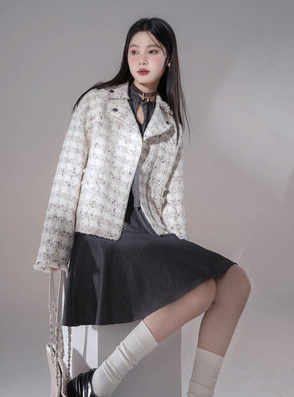 Small fragrant coat with skirt set