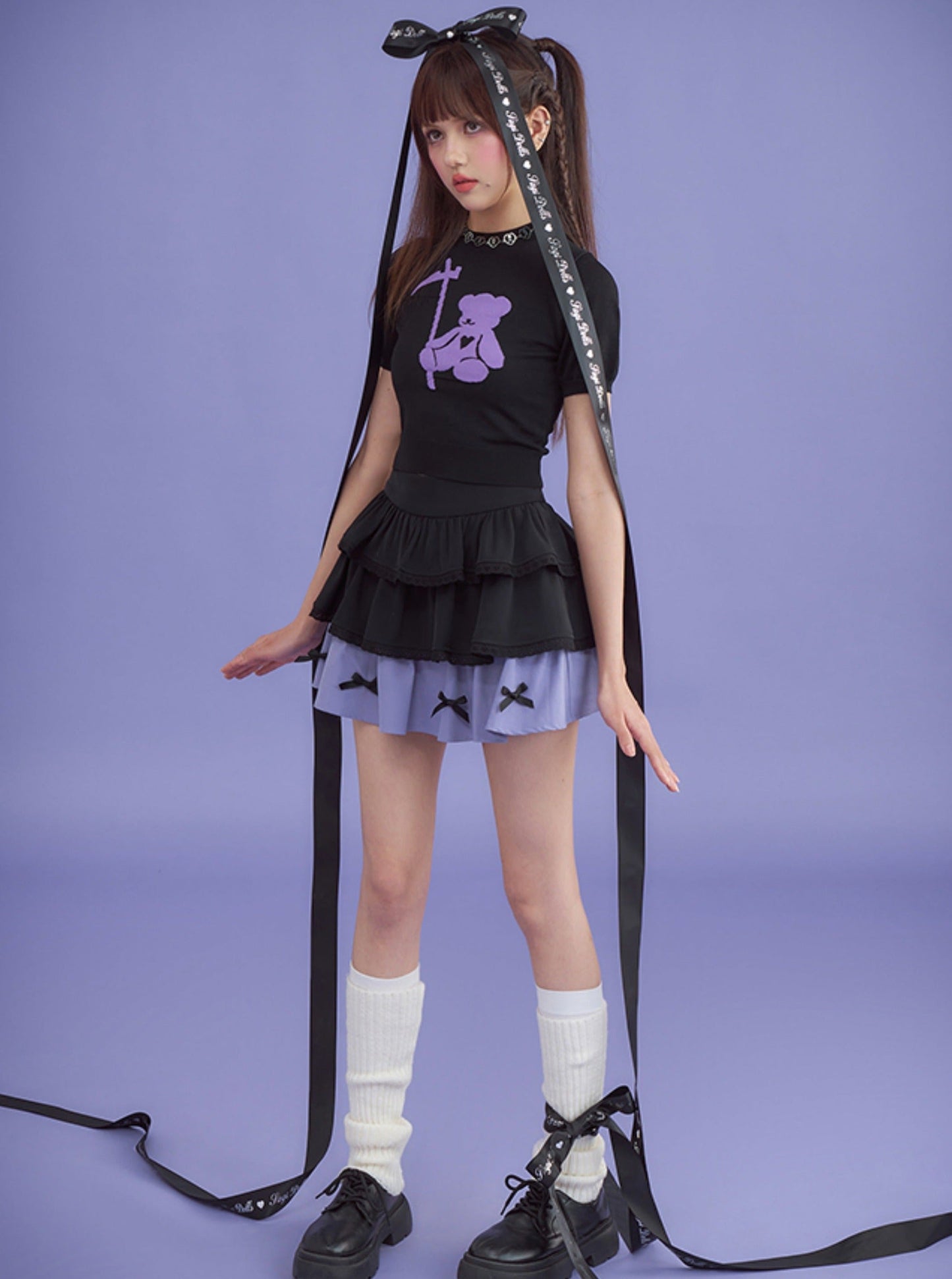 Black Purple Doll Skirt