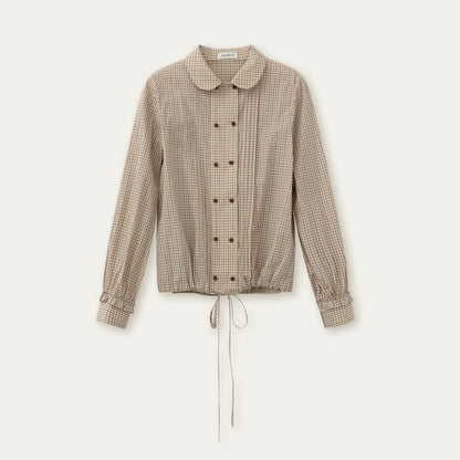 Vintage White Plaid Long Sleeve Inner Shirt