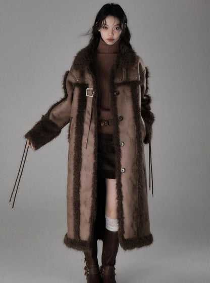 Long lamb fur coat