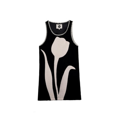 Little Tulip Flower Woolen Vest Dress