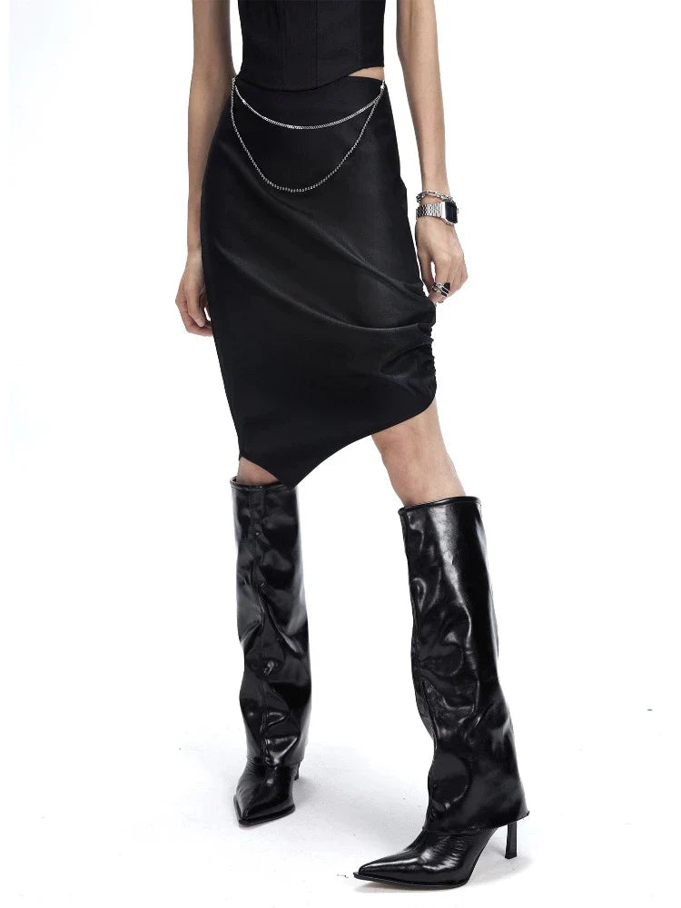 High waist metal chain skirt