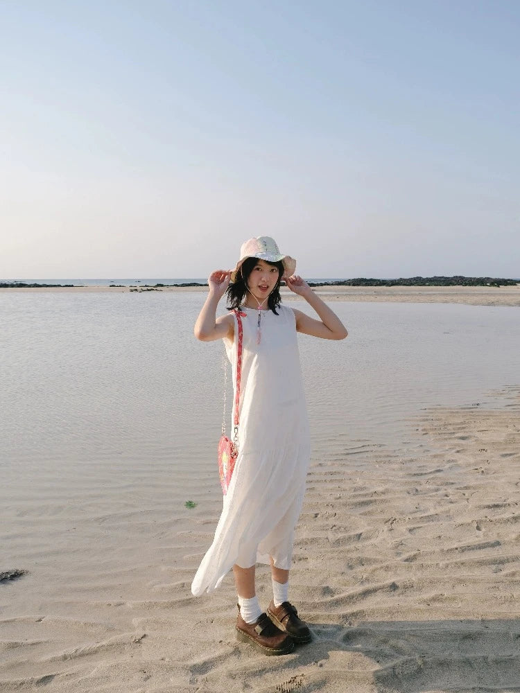 White flower long skirt dress