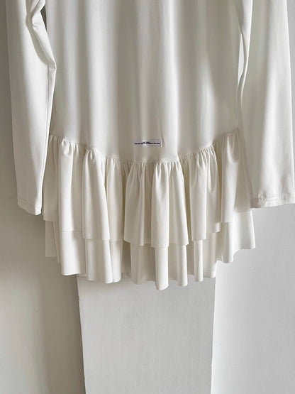 White ruffle hem dress