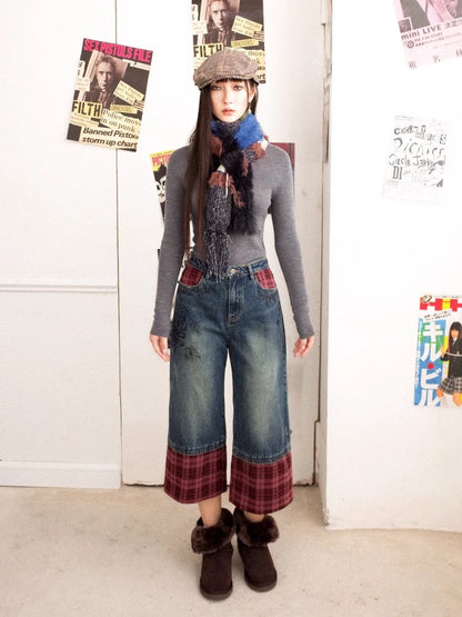 Plaid cropped pants