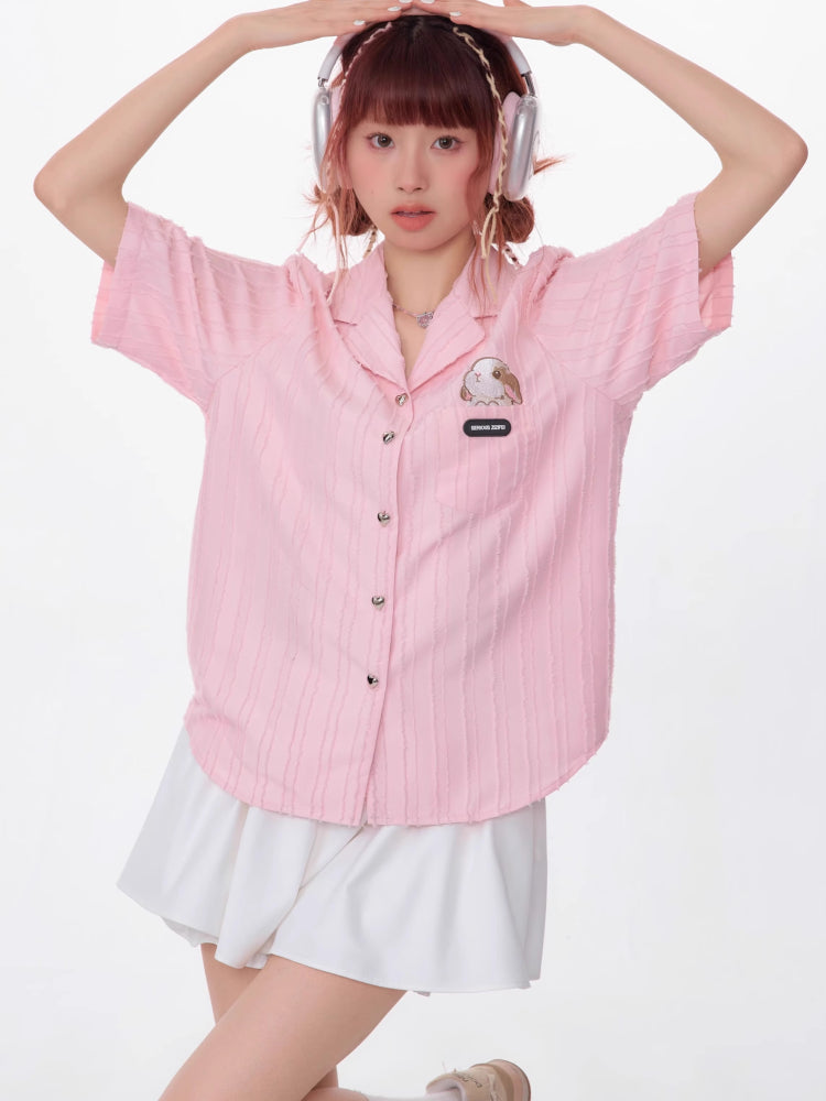 Rabbit embroidery short sleeve shirt