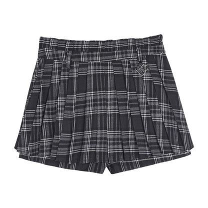 Black and Gray Plaid Skirt Pants