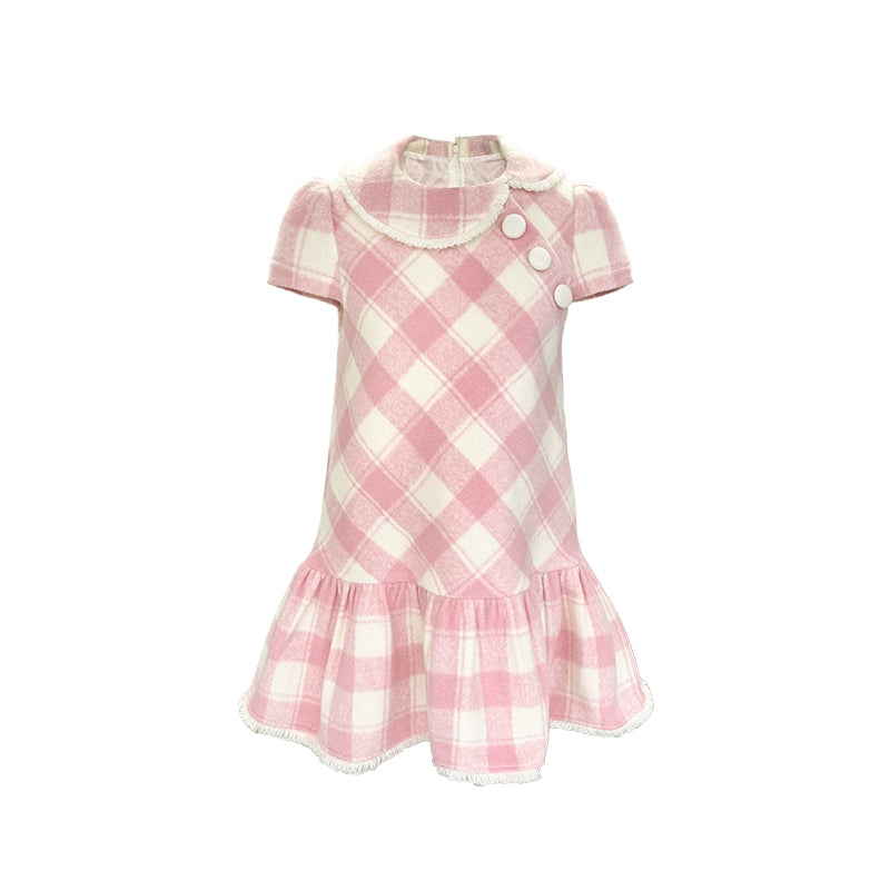 Christmas Plaid Tweed A-Line Dress Set-Up