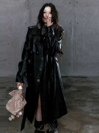 Loose black belted coat