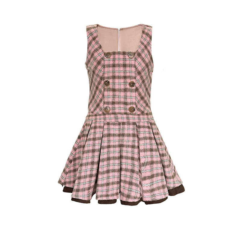 Pink and Brown Plaid Dress Set-Up