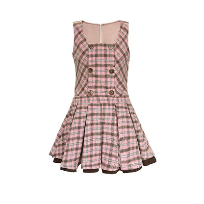 Pink and Brown Plaid Dress Set-Up