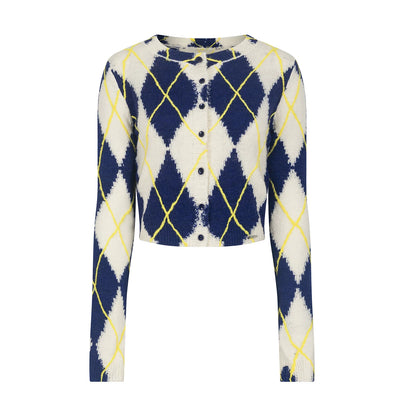 Retro Quilted Knit Sweater