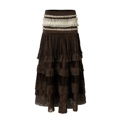 Lace Suede Tassel Skirt