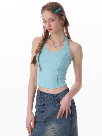 Halter neck slim fit vest