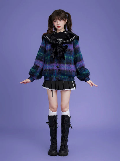 Plaid sailor collar jacket