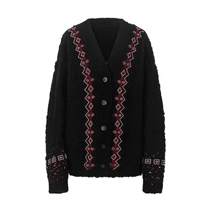 Loose Fit Embroidered Cardigan